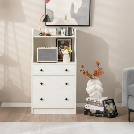White Tall Storage Dresser with 3 Drawers 2 Shelves Modern Bedroom or Living Room Organizer | Michaels White Tall Storage Dresser with 3 Drawers 2 Shelves Modern Bedroom or Living Room Organizer | Michaels
